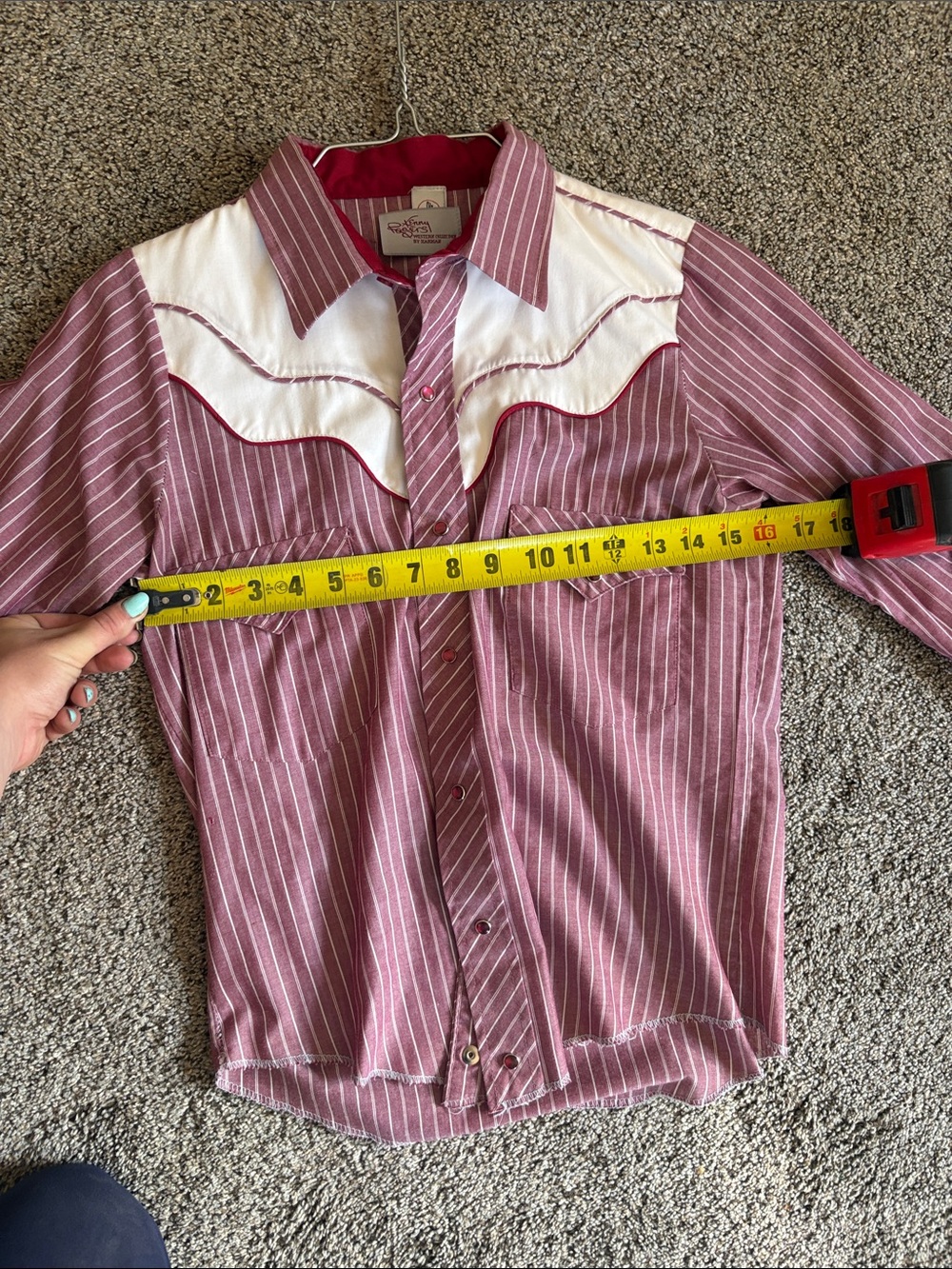 Vintage Western-Style Button Down Shirt in Rose Pink with White Yoke - Picture 4 of 4